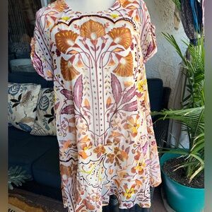 Free People Multicolor velvet babydoll mini dress